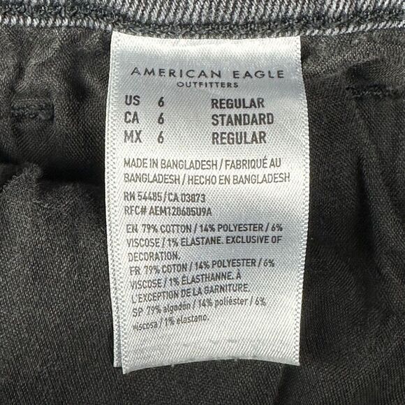 American Eagle Mom Jeans Womens 6R Faded Black Casual Everyday Stretch Denim - Picture 14 of 15